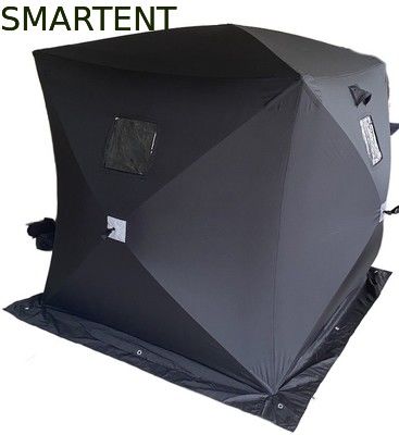 Купить 147X147X165CM Черная палатка для работы на открытом воздухе Водостойкая стекловолокна Покрытая полиэстером 150D Один человек переворачивается над льдом Производство в сети